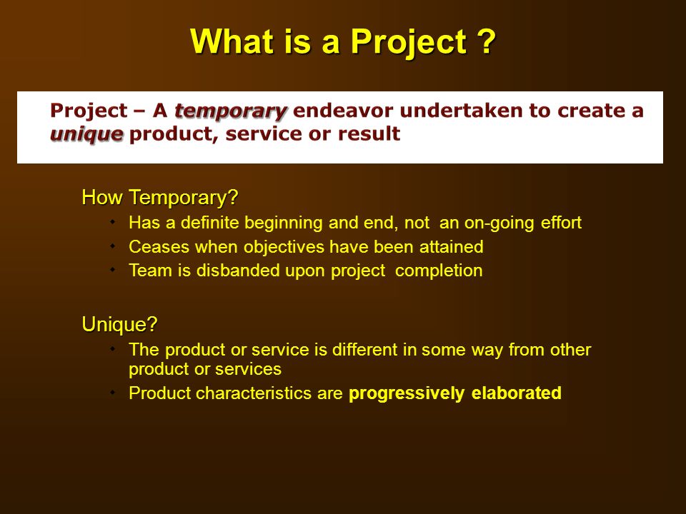 What is a Project How Temporary Unique