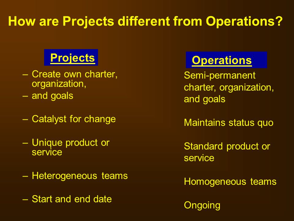How are Projects different from Operations