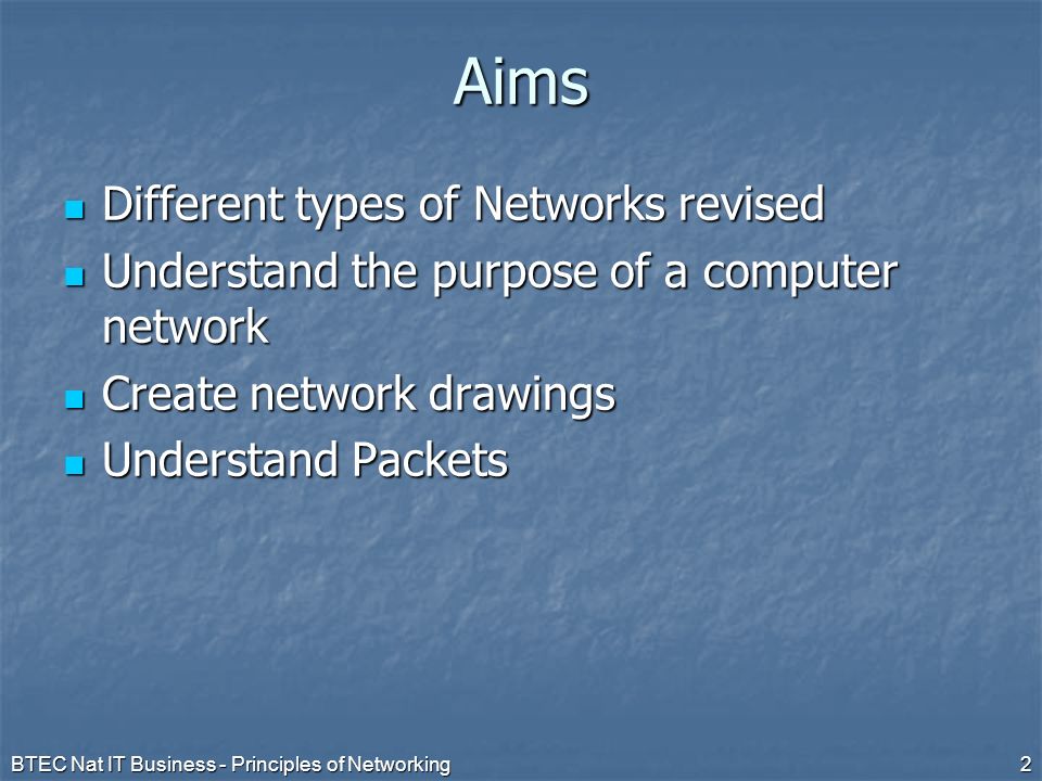 Aims Different types of Networks revised