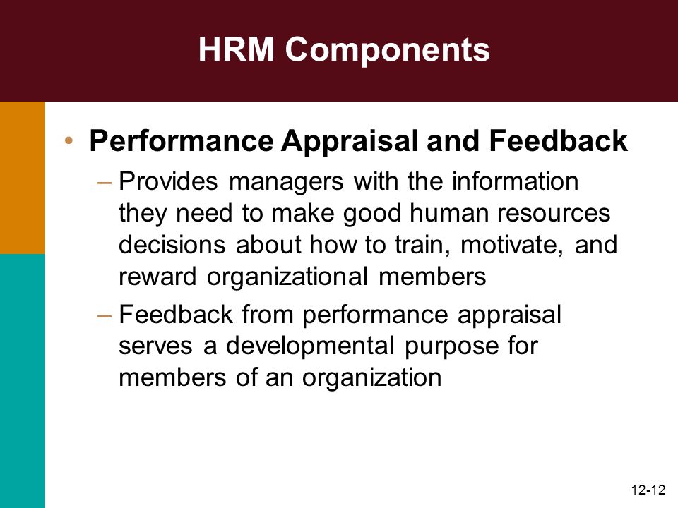 HRM Components Performance Appraisal and Feedback