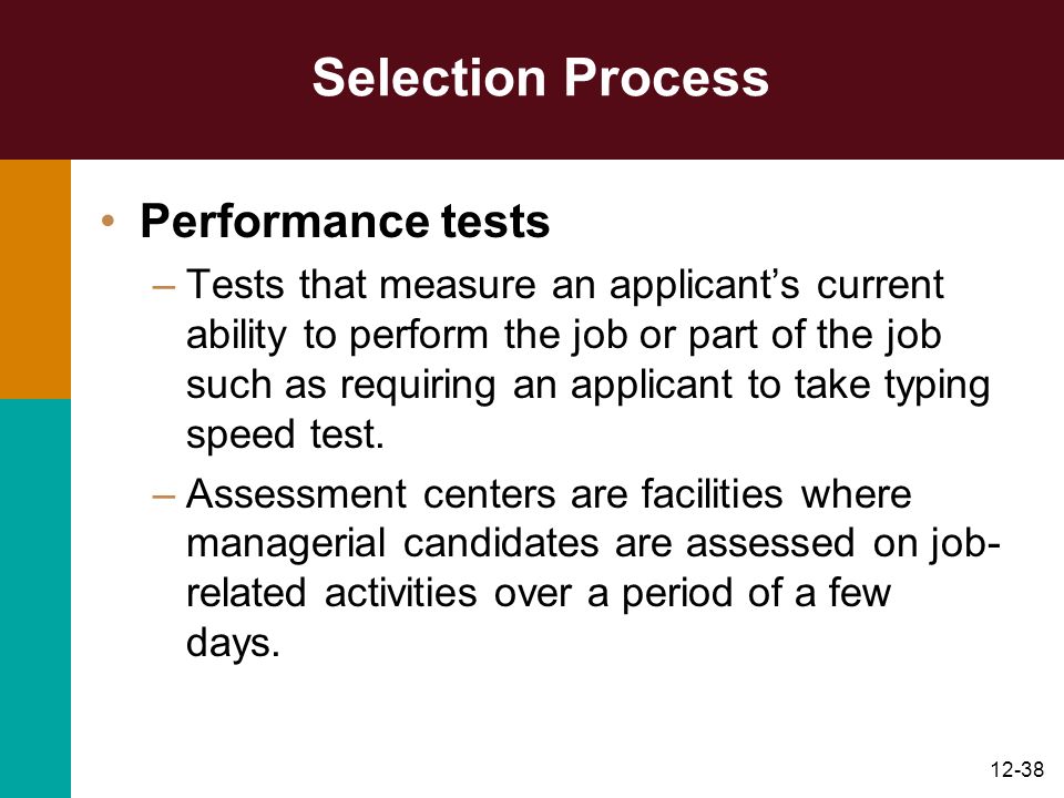 Selection Process Performance tests