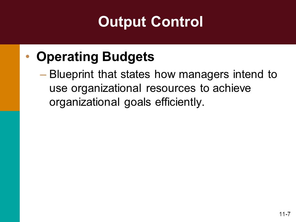 Output Control Operating Budgets