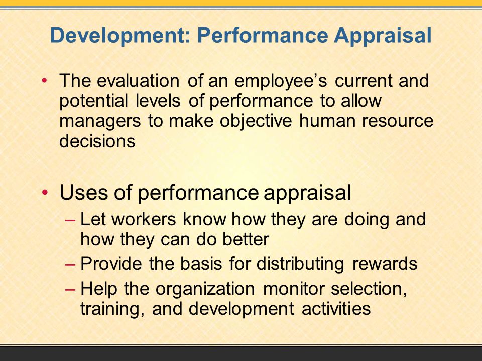 Development: Performance Appraisal