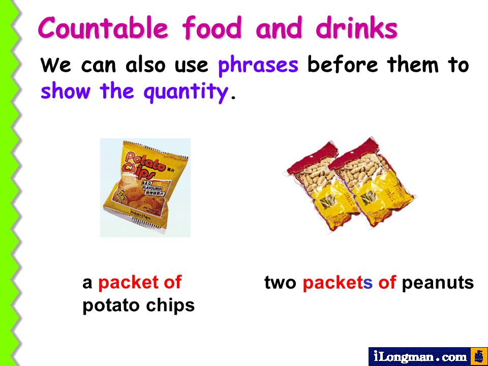 Countable food and drinks