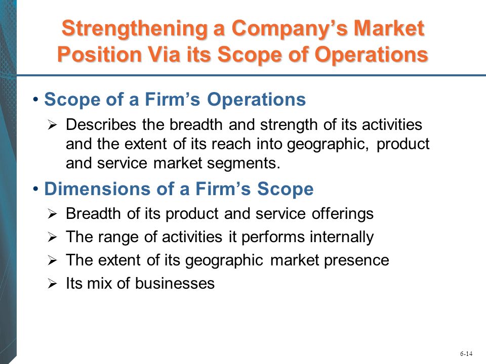 Strengthening a Company’s Market Position Via its Scope of Operations