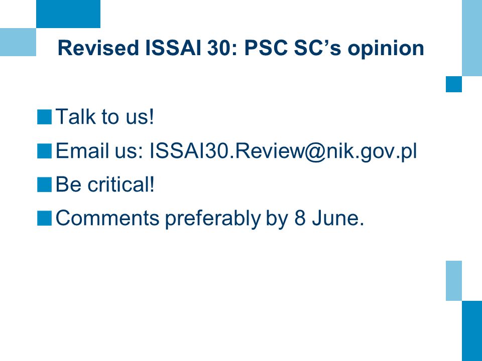 Revised ISSAI 30: PSC SC’s opinion