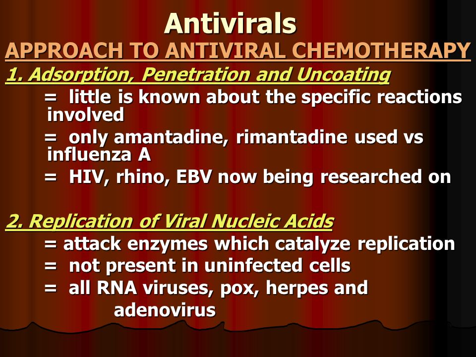 Antivirals APPROACH TO ANTIVIRAL CHEMOTHERAPY