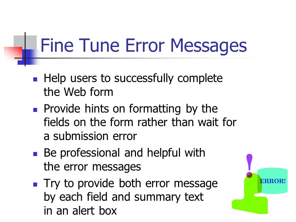 Fine Tune Error Messages