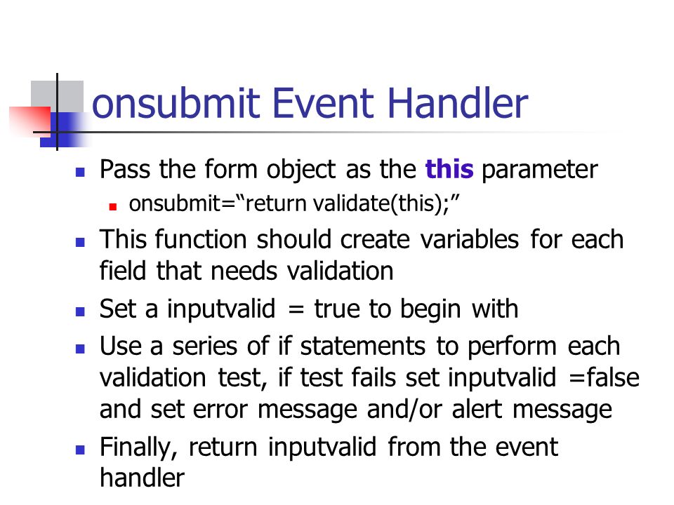 onsubmit Event Handler