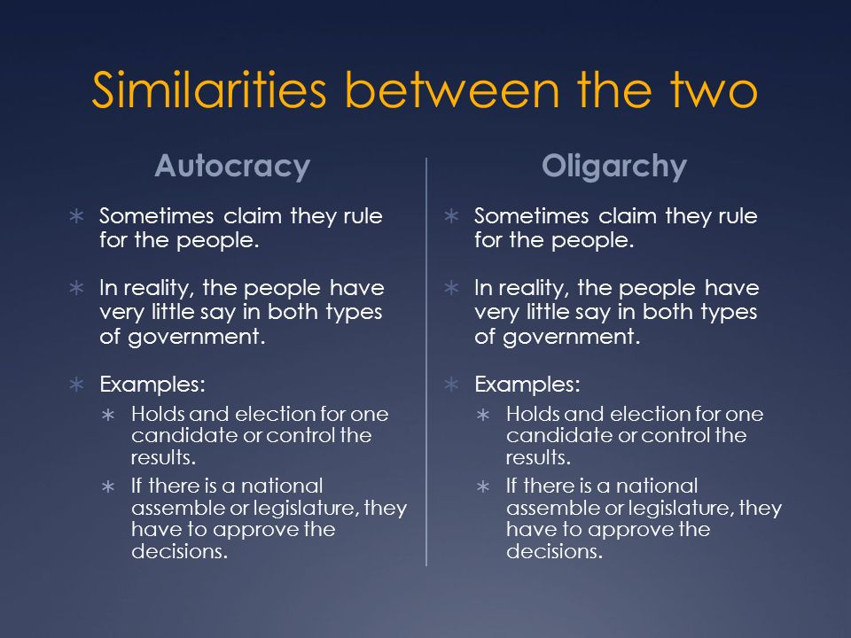 democracy and oligarchy similarities