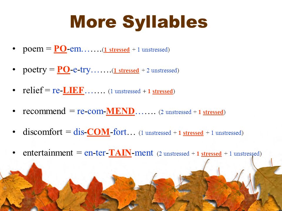 Syllable - Poetic feet - Meter - ppt video online download