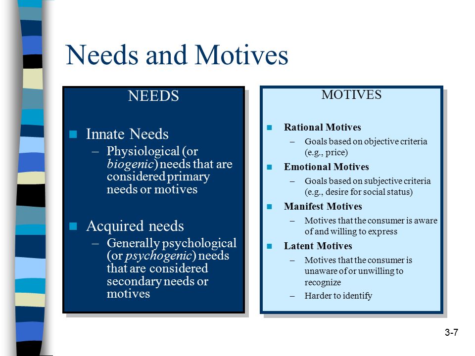 innate needs and acquired needs examples