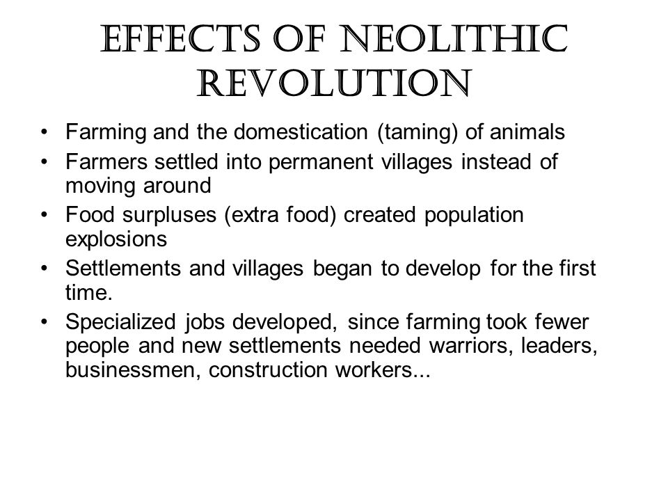 positive effects of the neolithic revolution