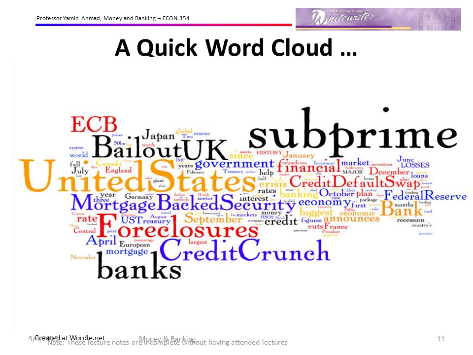 A Quick Word Cloud … 4/21/2017 Money & Banking Created at Wordle.net