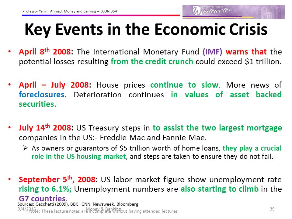 Key Events in the Economic Crisis