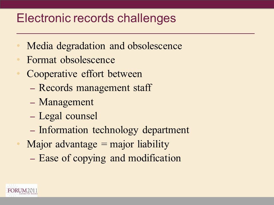 challenges of electronic records