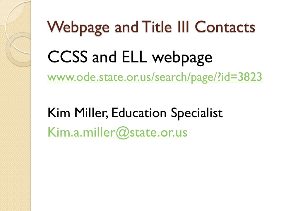 Webpage and Title III Contacts