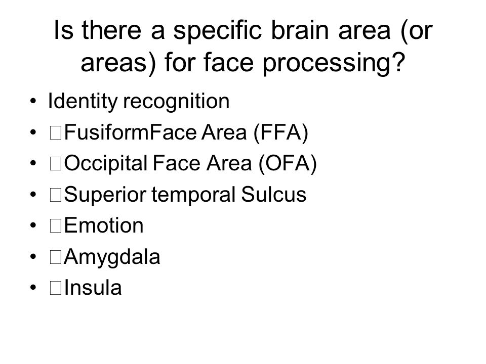 Is there a specific brain area (or areas) for face processing