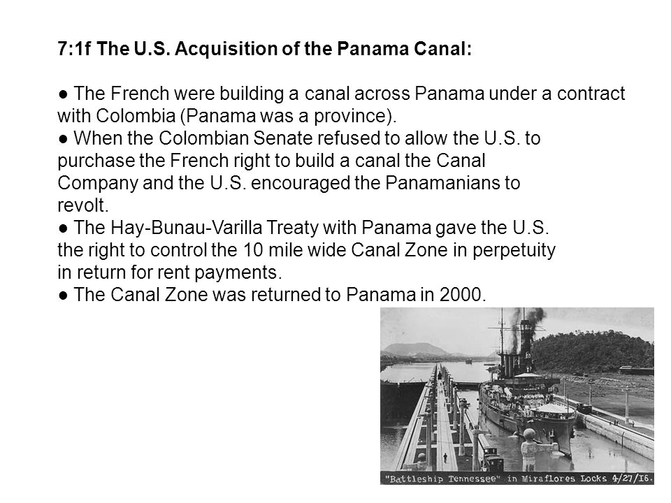 7:1f The U.S. Acquisition of the Panama Canal: