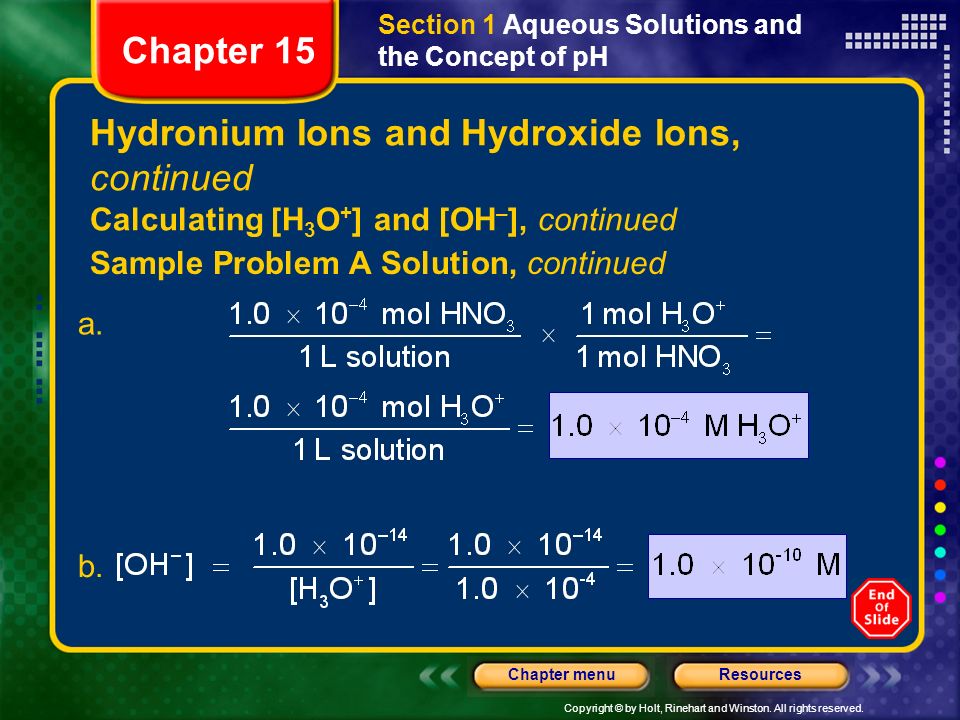 Section 1 Aqueous Solutions and the Concept of pH