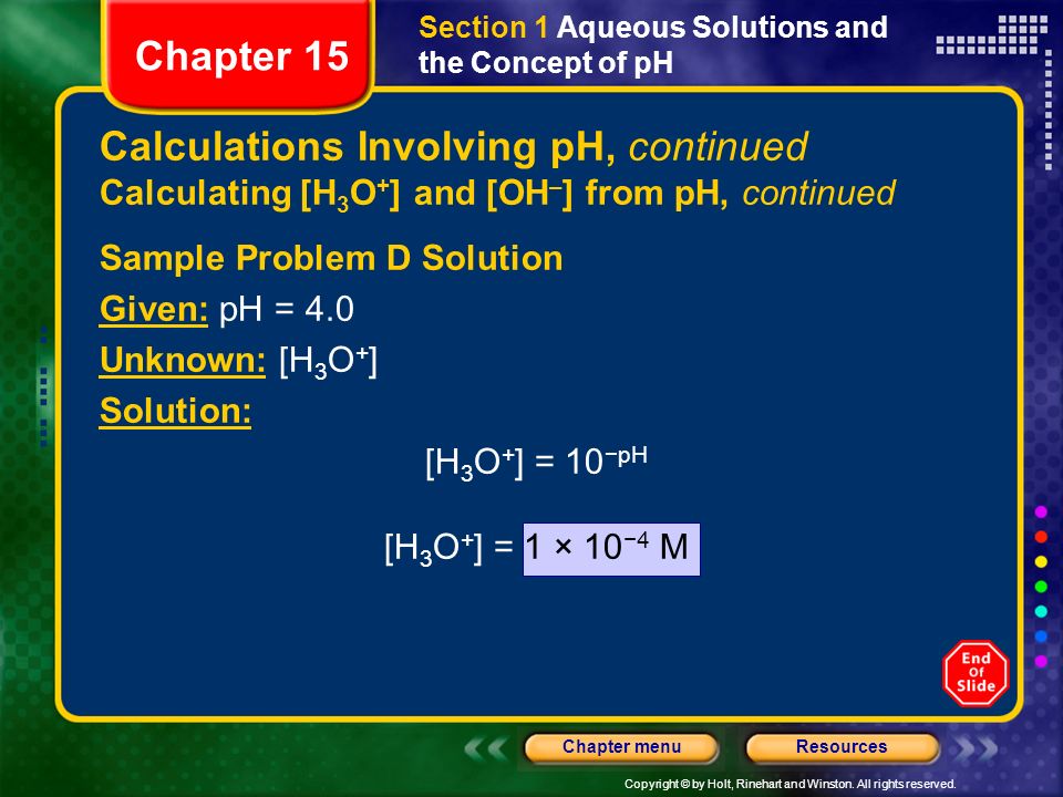 Calculations Involving pH, continued