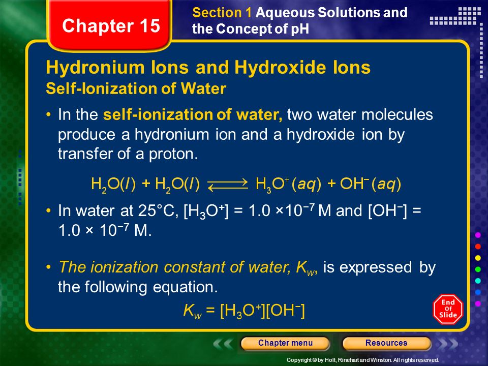 Hydronium Ions and Hydroxide Ions