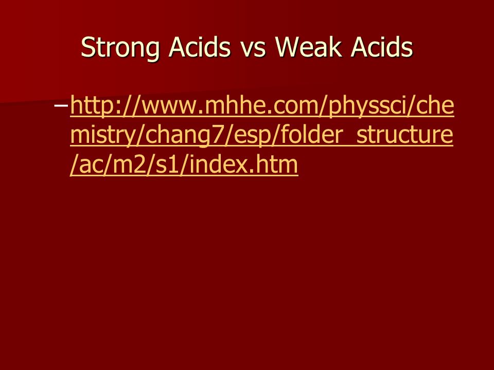 Strong Acids vs Weak Acids