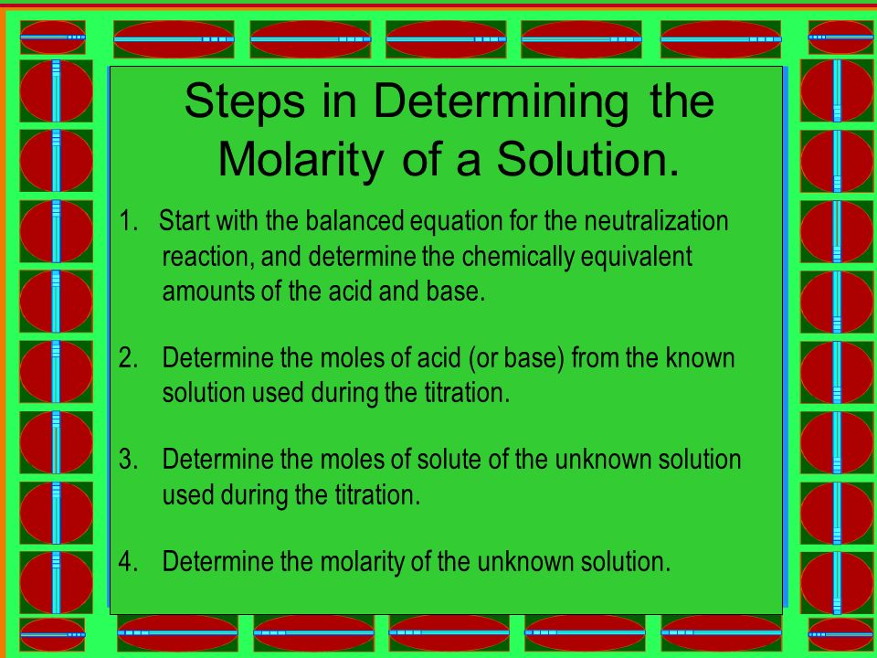 Steps in Determining the Molarity of a Solution.