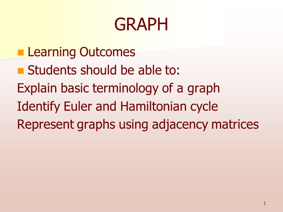 GRAPH Learning Outcomes Students should be able to: