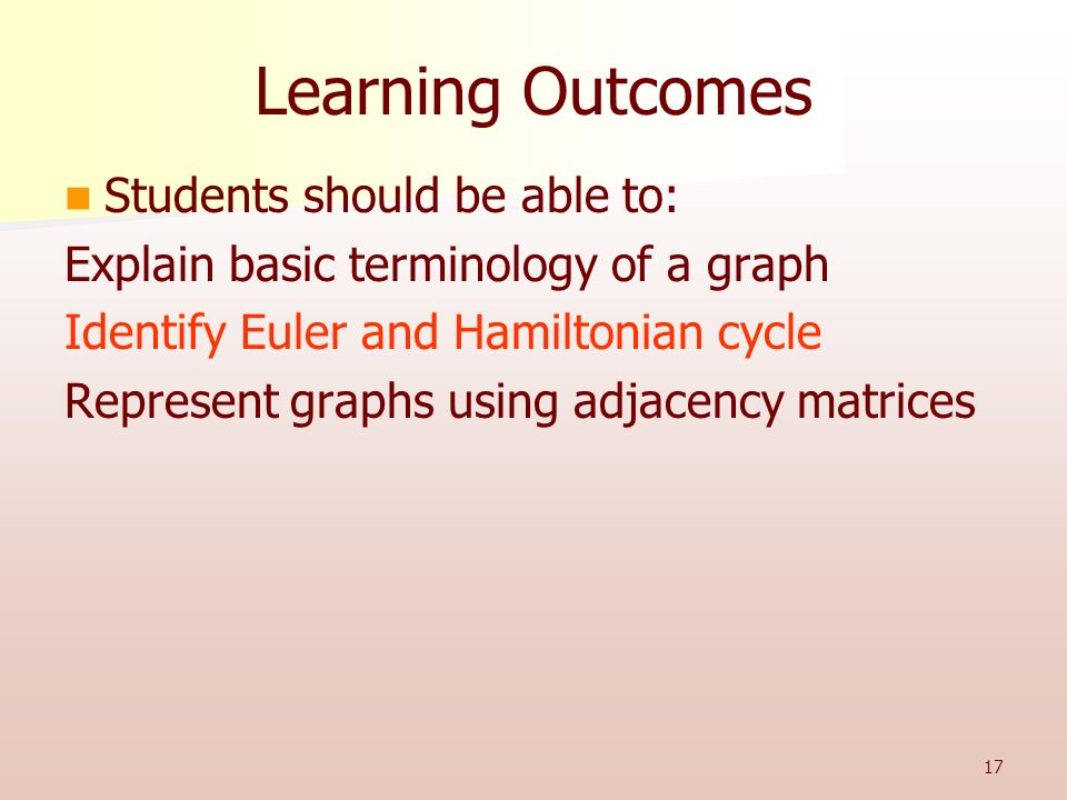 Learning Outcomes Students should be able to: