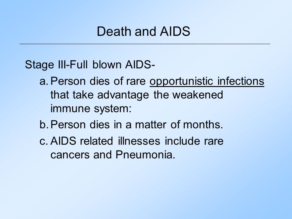 Death and AIDS Stage III-Full blown AIDS-