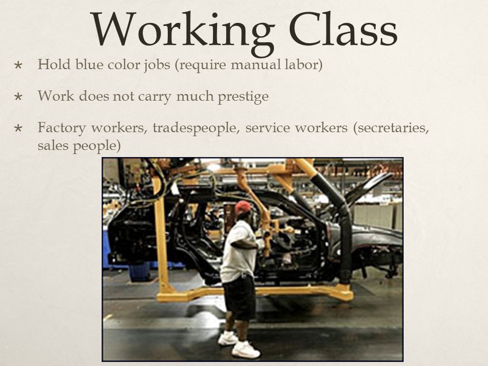 Working Class Hold blue color jobs (require manual labor)