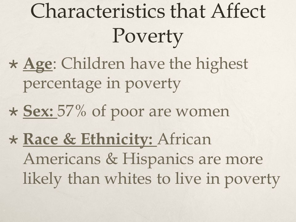 Characteristics that Affect Poverty
