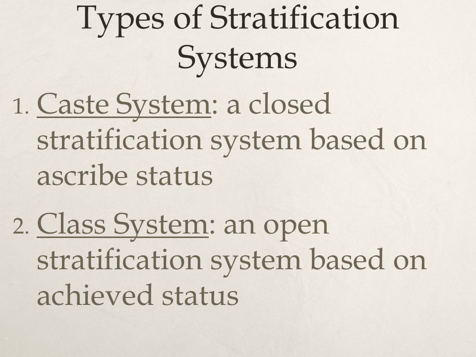 Types of Stratification Systems