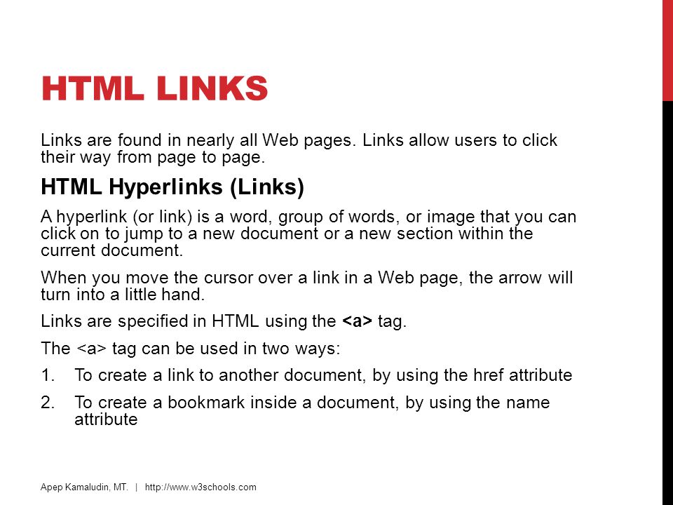 HTML Links HTML Hyperlinks (Links)