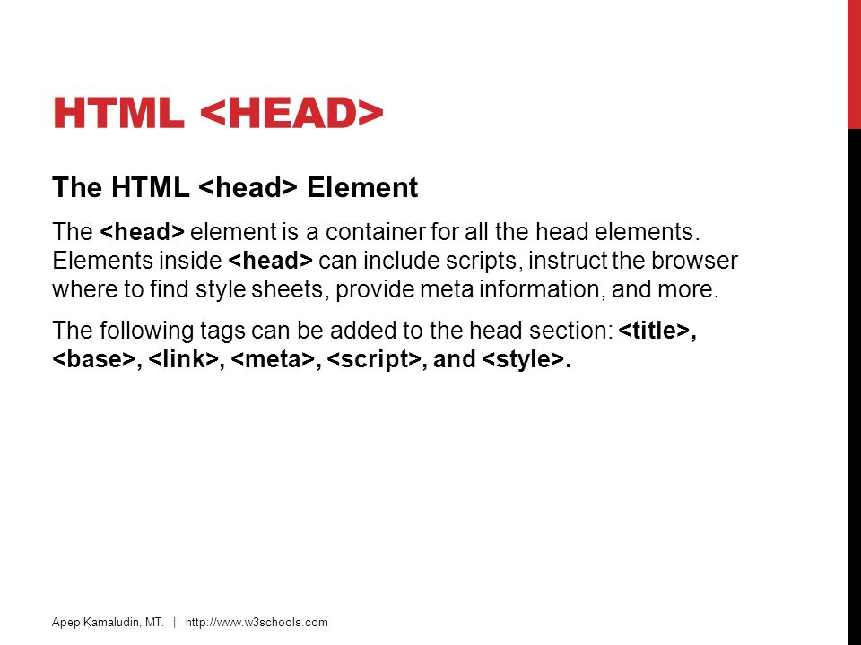 HTML <head> The HTML <head> Element