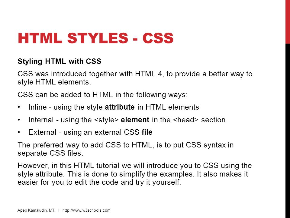 HTML Styles - CSS Styling HTML with CSS