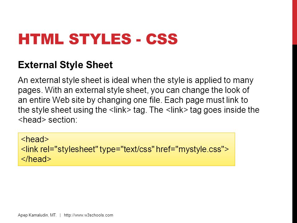 HTML Styles - CSS External Style Sheet