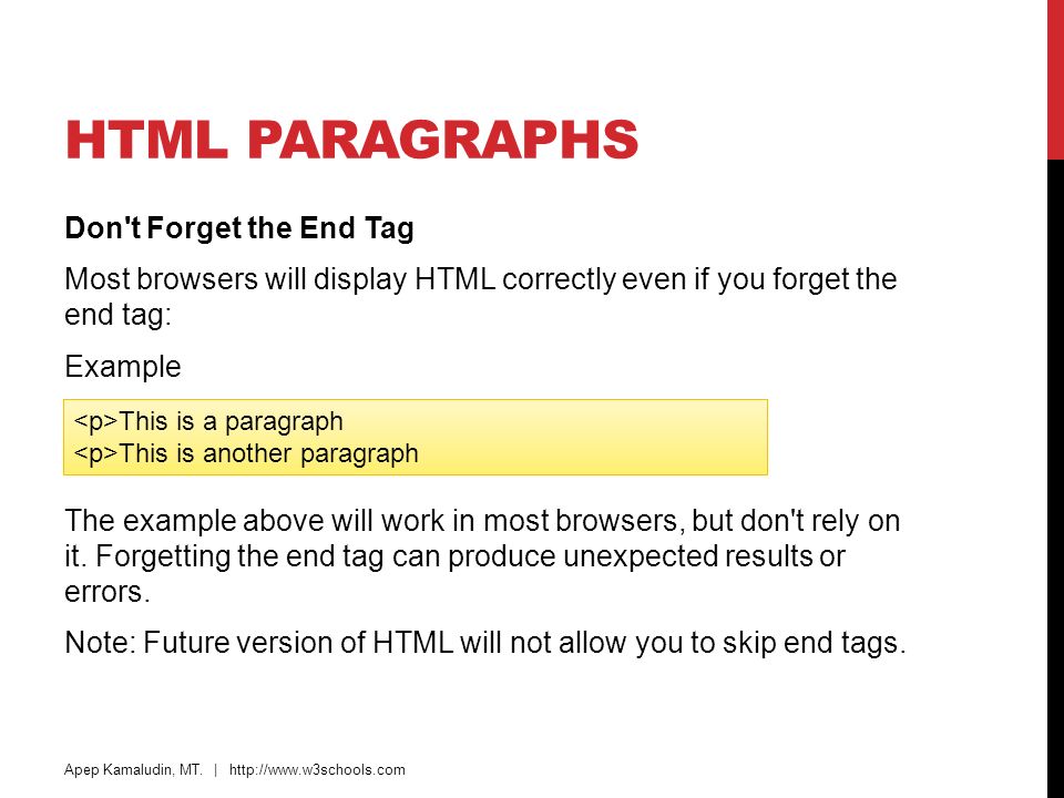 HTML Paragraphs