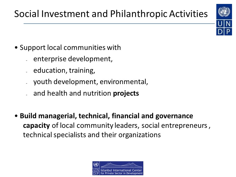 Social Investment and Philanthropic Activities
