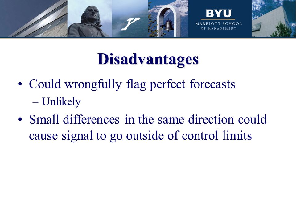 Disadvantages Could wrongfully flag perfect forecasts