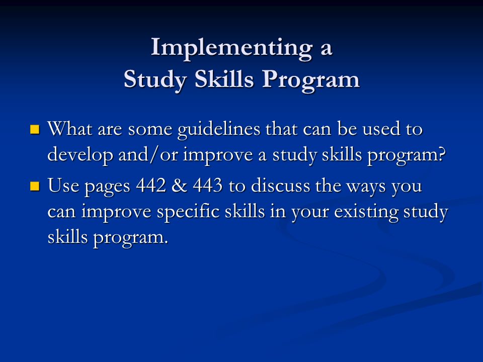 Implementing a Study Skills Program