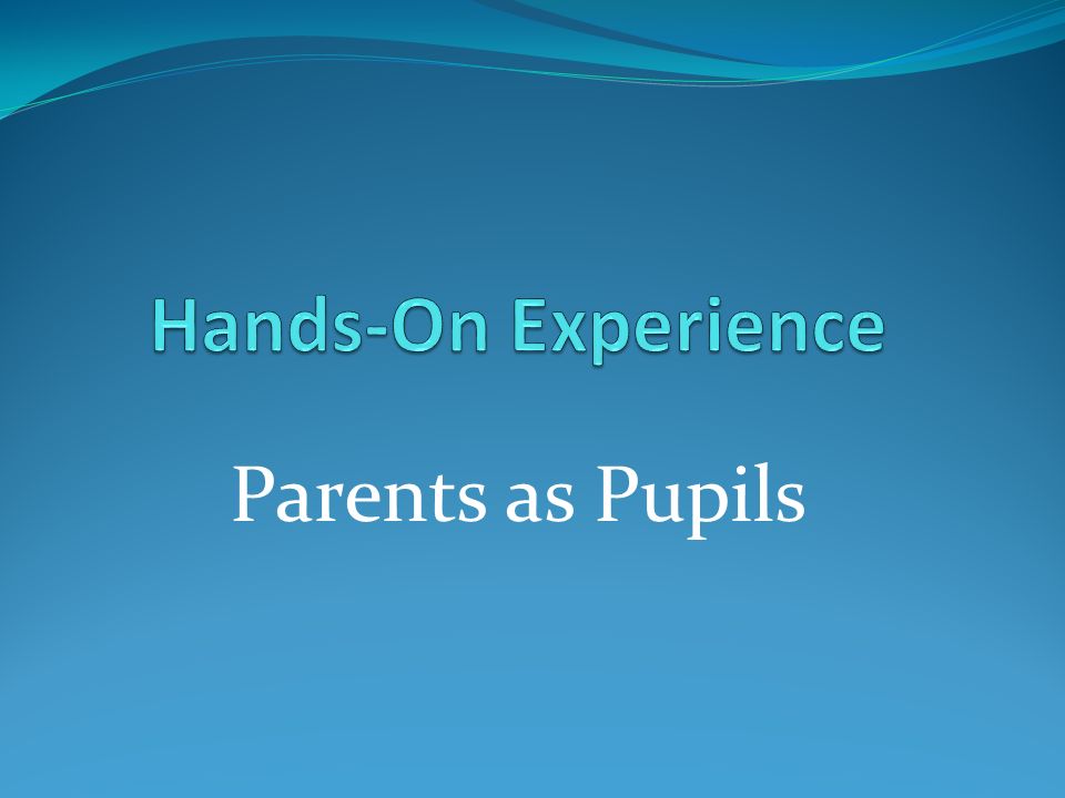 Hands-On Experience Parents as Pupils