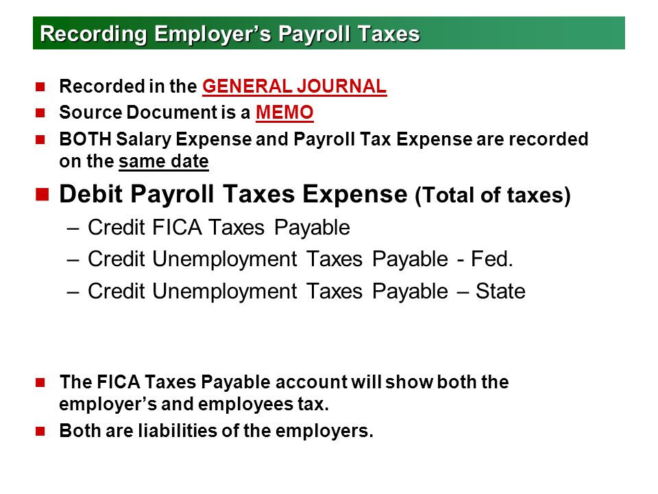 Recording Employer’s Payroll Taxes