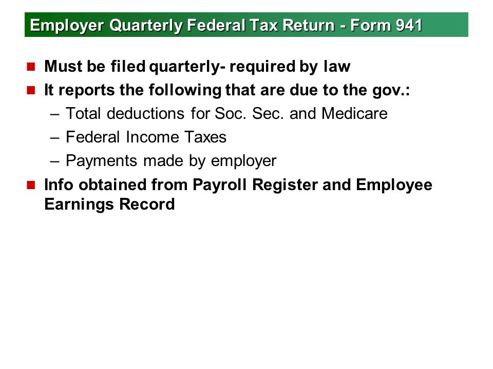 Employer Quarterly Federal Tax Return - Form 941
