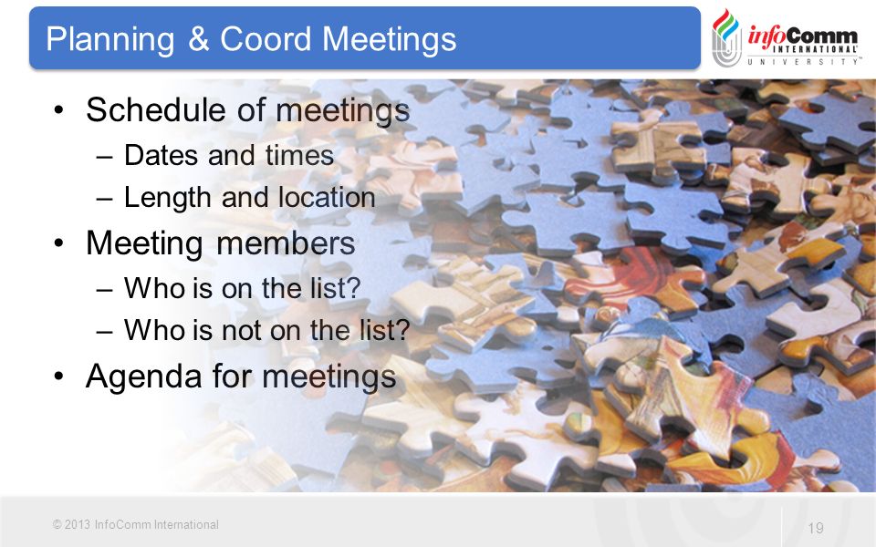 Planning & Coord Meetings