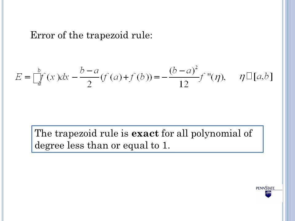 Error of the trapezoid rule: