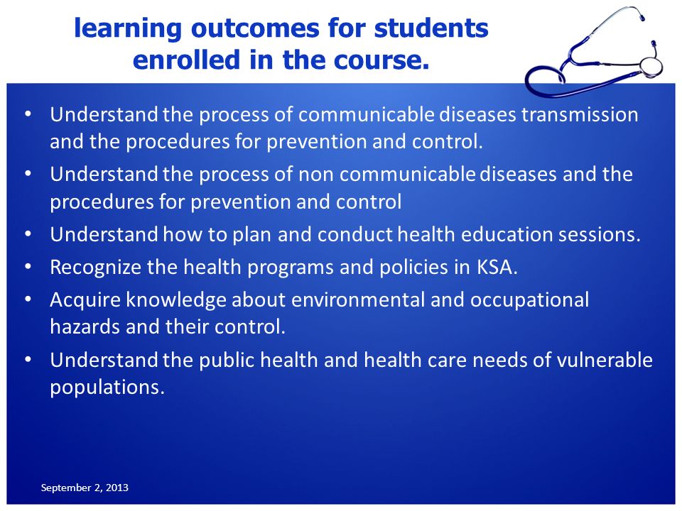 learning outcomes for students enrolled in the course.