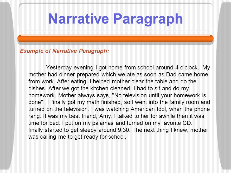 narrative paragraph example short