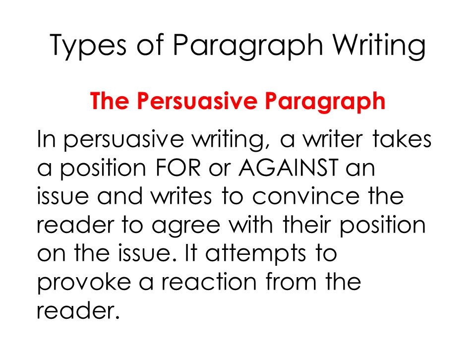 Types of Paragraph Writing